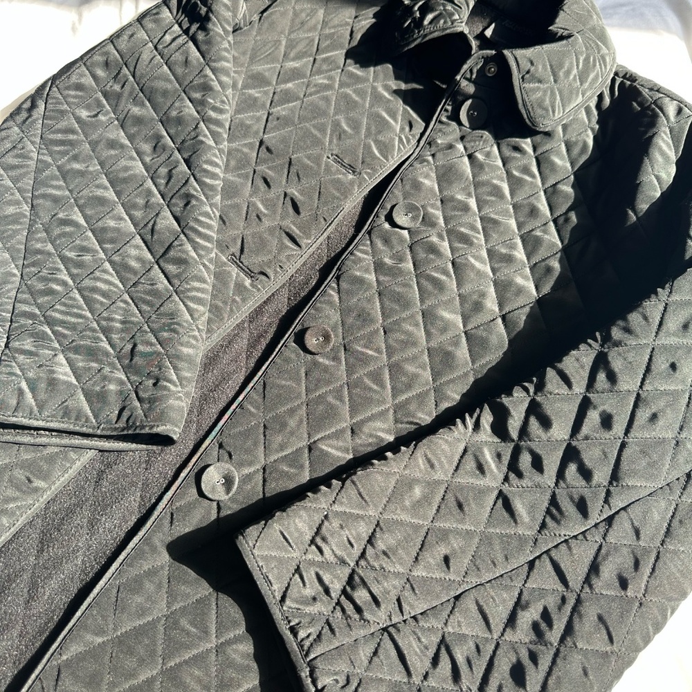 Chic Hilary Radley Quilt Button Up‎ Pockets Jacket Black Women's Size Small